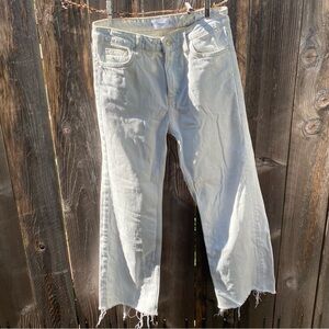 Mango White blue wash Distressed Wide-Leg Jeans size 2